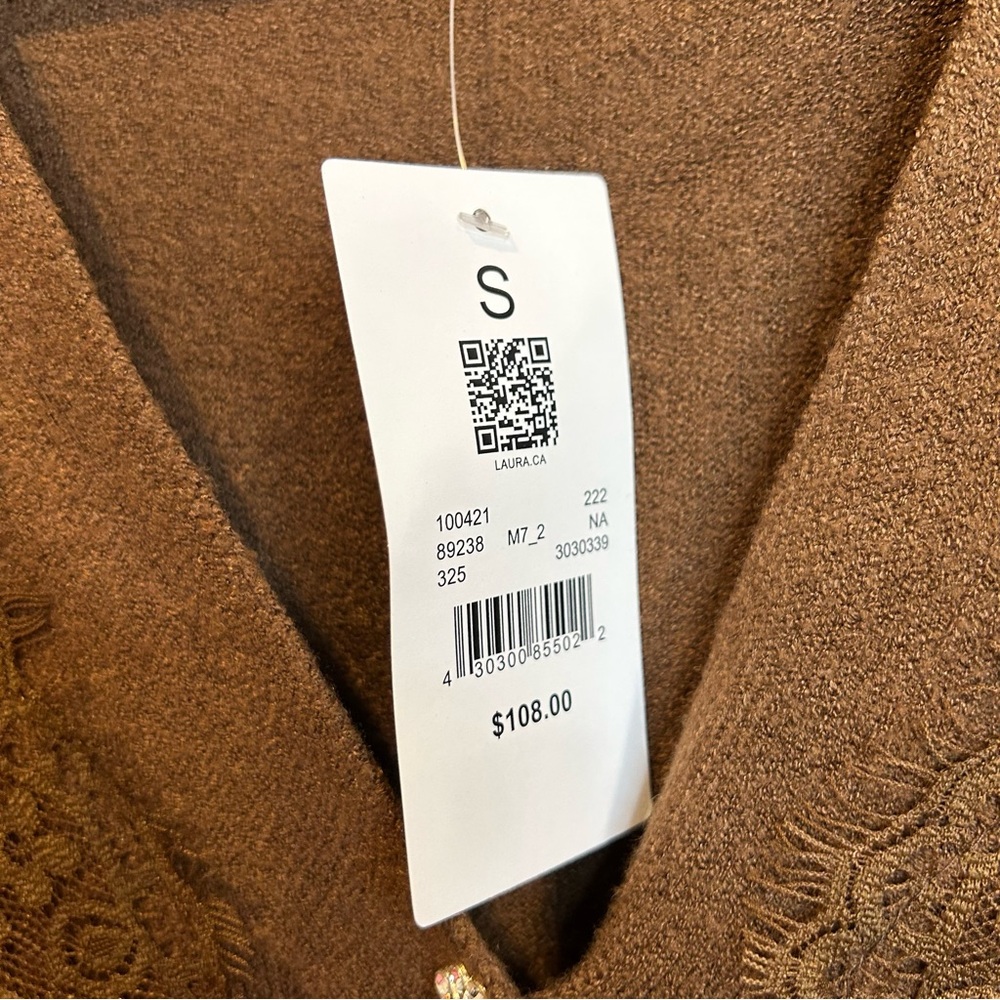 Laura Knitted Cardigan Sweater Lace Detail Coffee Brown - Picture 10 of 12
